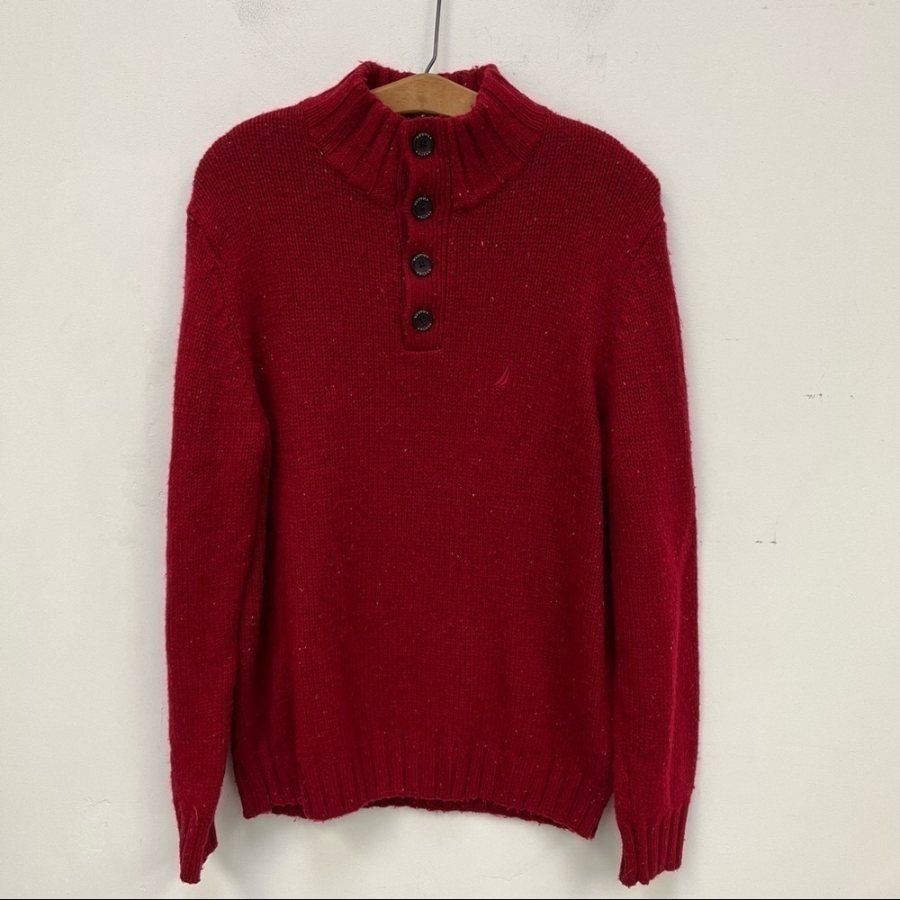 Nautica Wool Blend Maroon Speckled Sweater